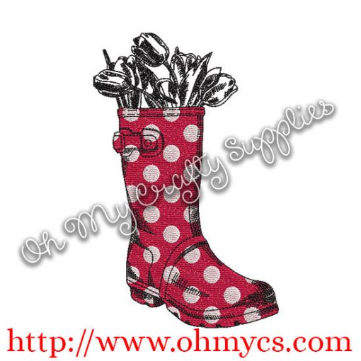 Tulip Boot Sketch Embroidery Design