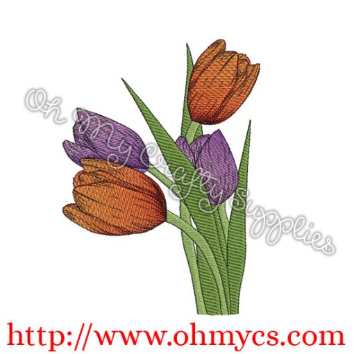 Blended Tulips Embroidery Design