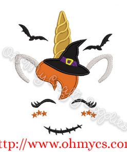Unicorn Witch Applique Design
