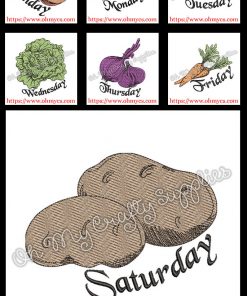 Day of the week Veggies sketch bundle Embroidery Design Bundle