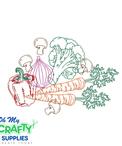 Veggie Group Line Art Embroidery Design