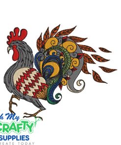 Vibrant Rooster Embroidery Design