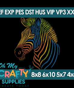 Aurora Zebra Embroidery Design