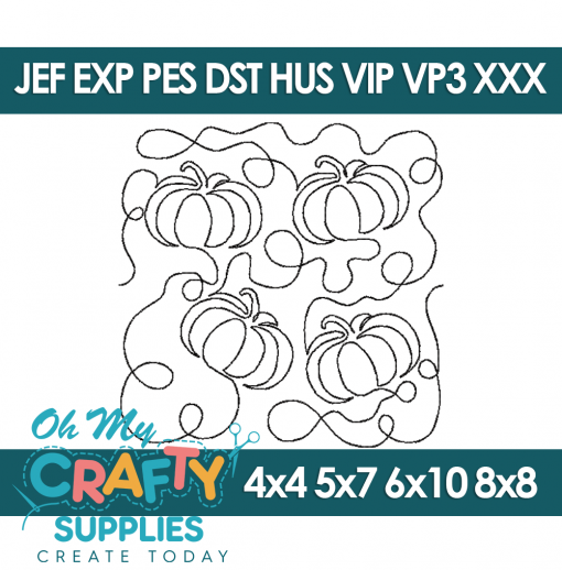 Edge to Edge Pumpkins Embroidery Design (E2E)