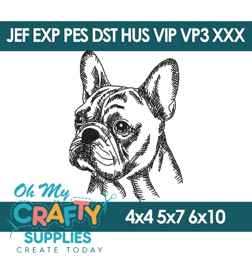 Sketch French Bulldog 98 Embroidery Design (Fetch)