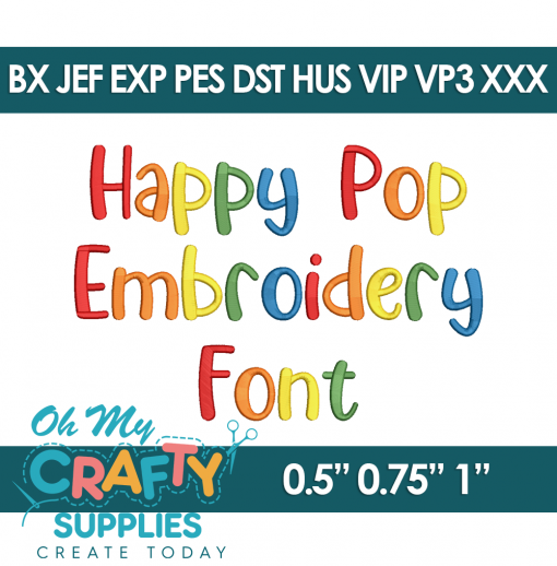 Happy Pop Embroidery Font (BX Included) (Mashup)