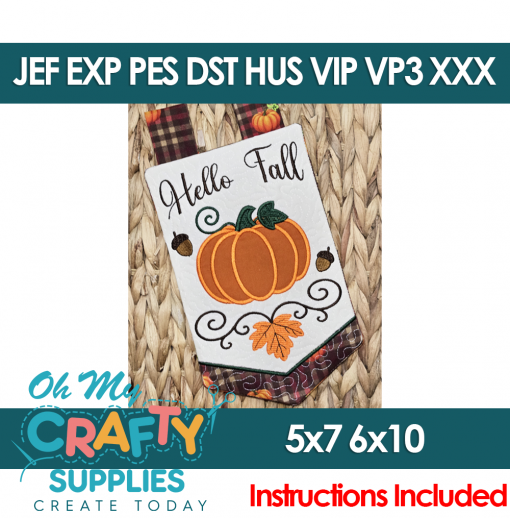 Hello Fall Hanger Embroidery Design