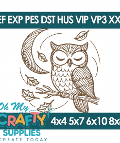 Moonlit Owl Embroidery Design