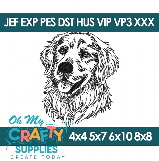 Sketch Golden Retriever 99 Embroidery Design (Fetch)