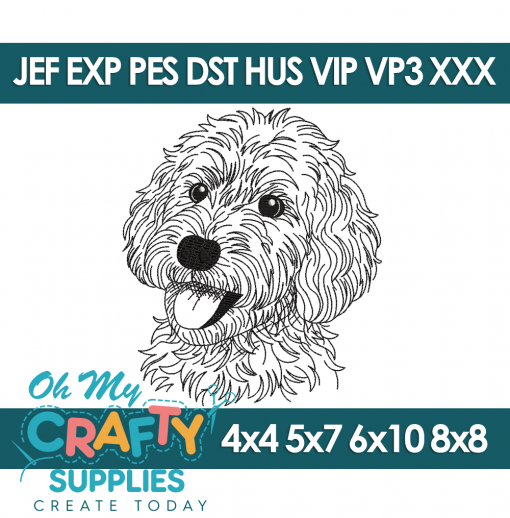 Sketch Goldendoodle Embroidery Design (Fetch)