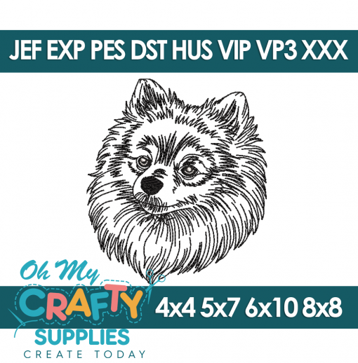 Sketch Pomeranian 830 Embroidery Design (Fetch)