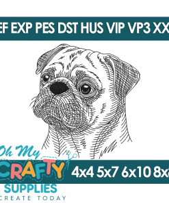 Sketch Pug 9525 Embroidery Design (Fetch)