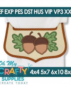 Acorn Towel Wrap Topper Embroidery Design (Mashup)