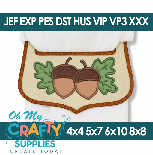 Acorn Towel Wrap Topper Embroidery Design (Mashup)