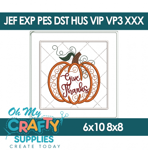 Give Thanks Potholder Embroidery Design (Mashup)