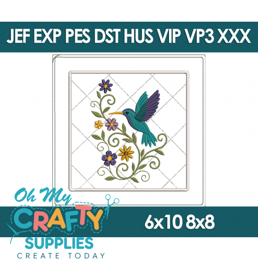 Hummingbird Potholder Embroidery Design (Mashup)